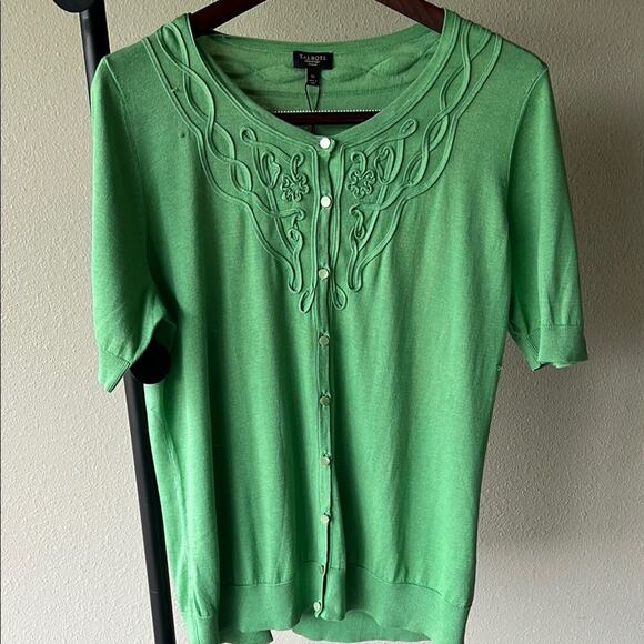 NWT Talbots Silk/Cotton Green Embroidered Cardigan - size 1X - Picture 1 of 13